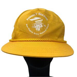 West Virginia Army National Guard Vintage Strapback Hat Cap Yellow WV Military